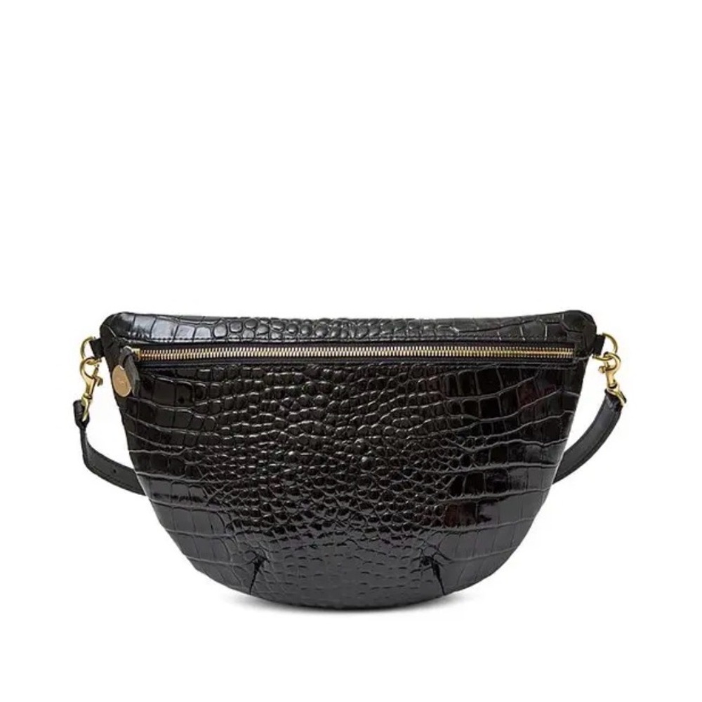 Clare V Croc-Embossed Leather Crossbody Belt Bag - Dark Brown - Picture 7 of 9